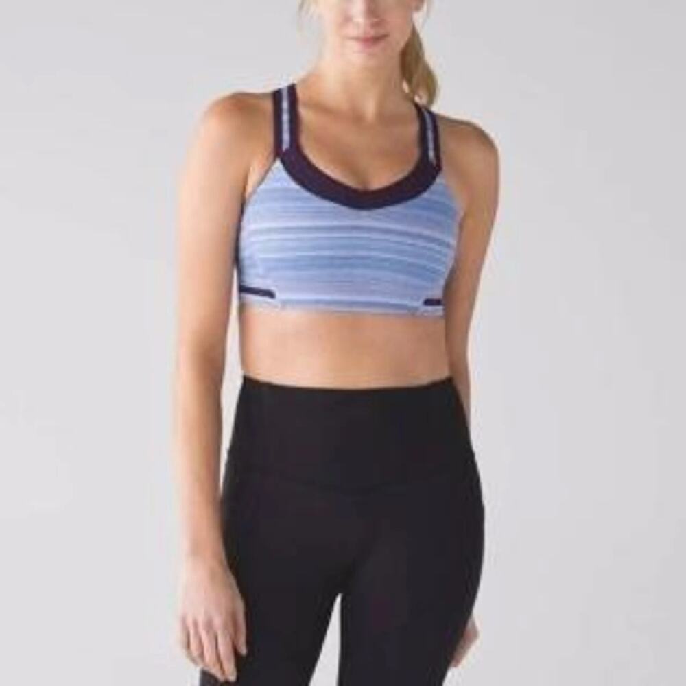Lululemon Rack Pack Bra Wave Twist size 6 Lilac Caspian Blue / Deep Zinfandel